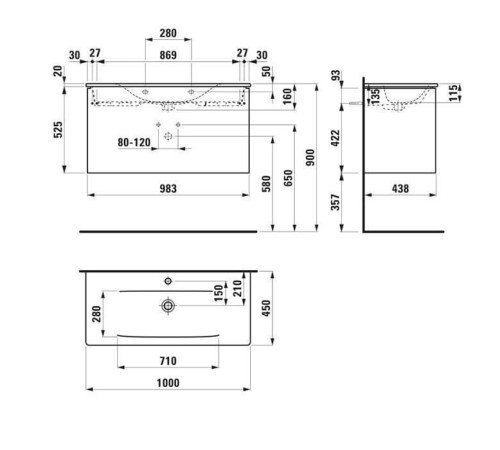 Комплект мебели Laufen Palace 100х45х54.5 см с раковиной Slim 2 ящика белый матовый 8.6070.7.260.104.1
