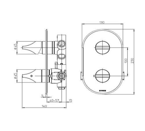 Смеситель для душа термостатический Bossini Apice встраиваемый хром Z00500.030