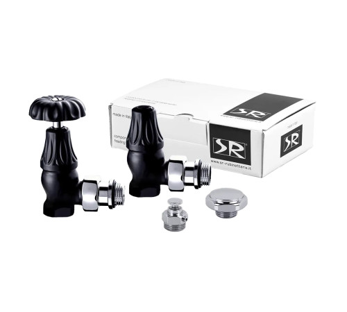 Комплект вентилей SR Rubinetterie Floral Old Style 1/2 угловой черный матовый K337-1500VC0S