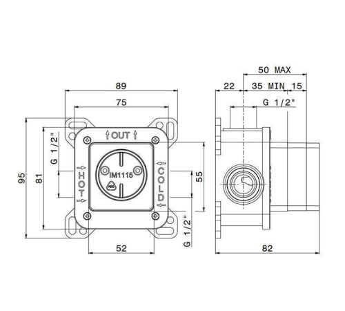 Встраиваемая часть смесителя Newform 1/2 однорычажная 10841.00.000