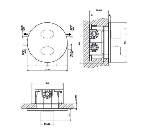 Смеситель для душа термостатический Gessi Ovale хром 23234#031