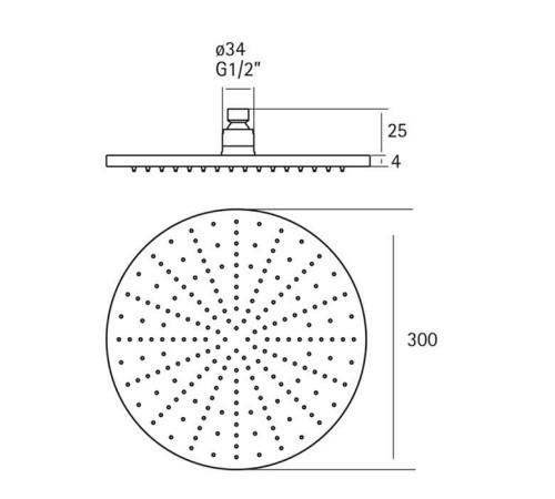Верхний душ Cisal Xion диаметр 30 см нержавеющая сталь DS016420D1