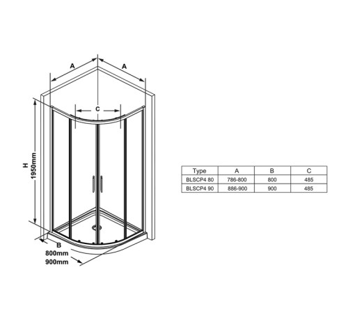 Душевое ограждение Ravak Blix Slim 90 см полукруглое транспарент блестящий X3BM70C00Z1