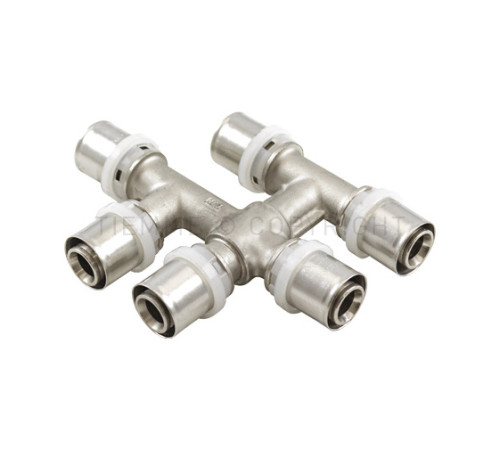 Тройник пресс-фитинг байпасный Tiemme 20x16x16 1650183