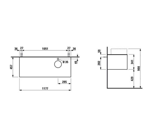 Тумба под раковину Laufen Sonar 117.5 х 45.5 х 34 см подвесная 1 ящик титан/черный мрамор 4.0542.7.034.142.1