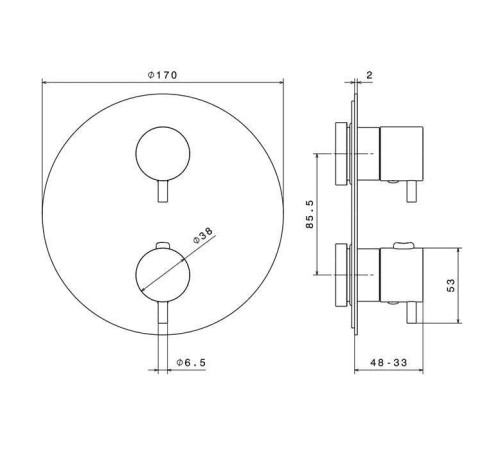 Смеситель для душа встраиваемый термостатический Newform XT с переключателем до 5 источников хром 67608E.21.018