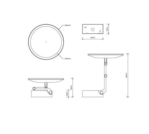 Зеркало косметическое Decor Walther Vision R черный матовый 0123160
