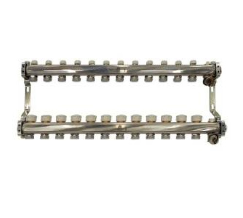 Коллекторный блок Gekon 1 x 3/4 12 выходов из нержавеющей стали с расходомерами GK 73112