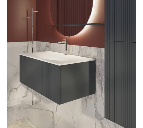 Комплект мебели для ванной Tiffany World Shape 102x52 см подвесной серый матовый SHAP100-G/547001 RAL 7016