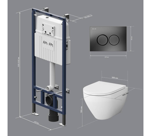 Комплект инсталляция с подвесным унитазом AM.PM FlashClean сиденье микролифт и клавиша IS100138.701700