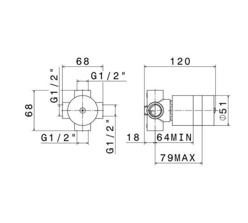 Встраиваемая часть переключателя и запорного вентиля Newform 1/2 27893.00.000