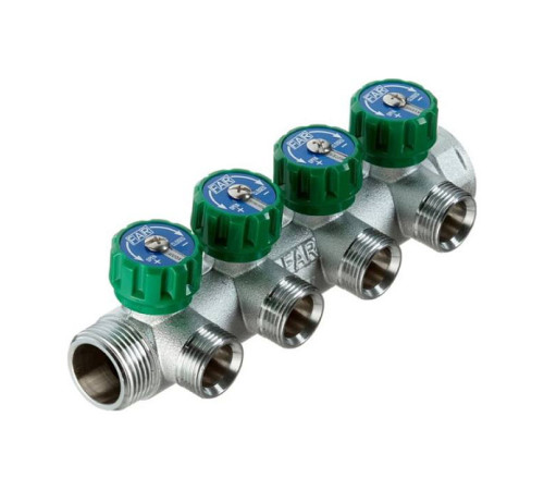 Коллектор латунный хромированный FAR 1 ВР-НР 4 отвода 3/4 НР Евроконус FK3824134