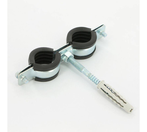 Хомут для труб двойной Walraven BIS Cobra 3/4 25-29 мм с уплотнителем шпилькой и дюбелем 0802129