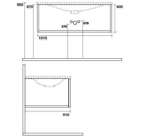 Комплект мебели для ванной Tiffany World Shape 102x52 см подвесной серый матовый SHAP100-G/547001 RAL 7016