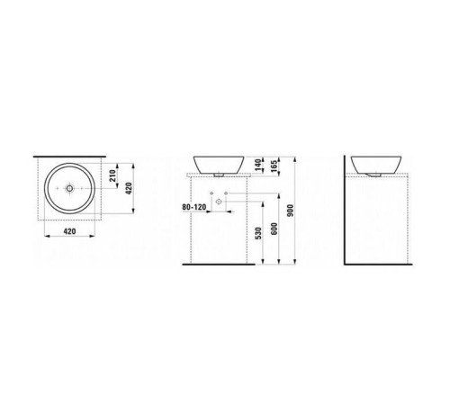 Раковина-чаша LAUFEN Pro B 42x42 см без отверстия белая 8.1296.2.000.109.1