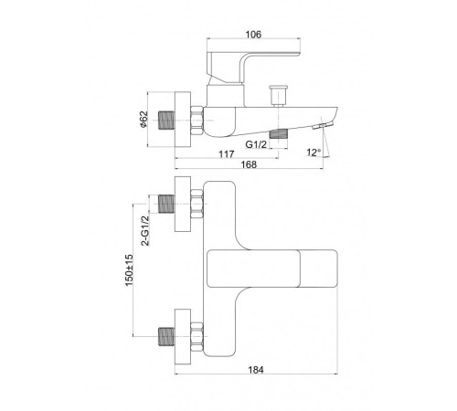 Смеситель для ванны Cersanit GEO однорычажный 63040