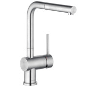 Смеситель для кухни Kludi Steel с выдвижным Г-образным изливом 45851F877