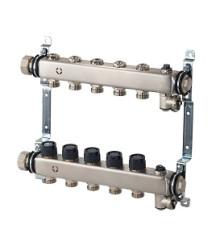 Распределительная гребенка Oventrop Multidis SHR на 9 контуров 3/4 EK нержавеющая сталь с регулирующими вставками 140650059
