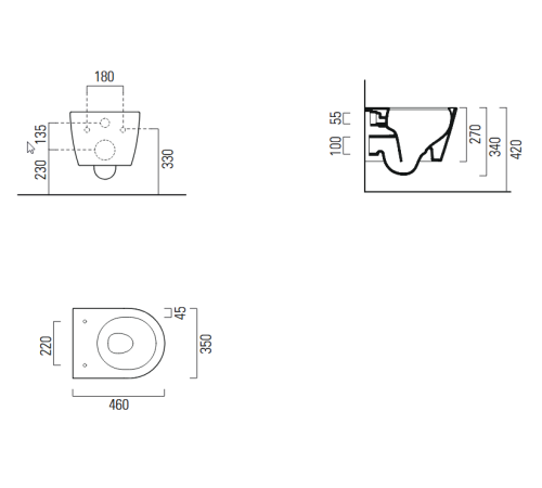 Унитаз подвесной GSI PURA 460x350 мм Swirlflush с крепежом белый глянцевый 8802FR211