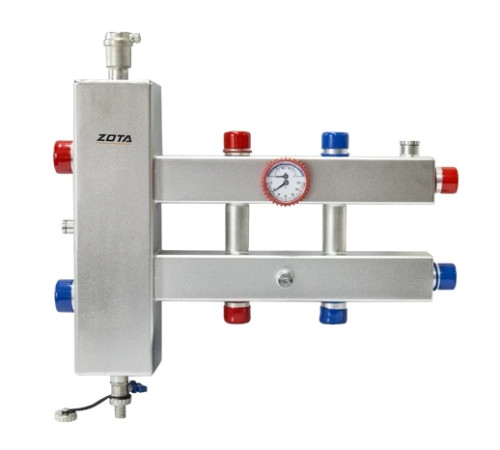 Гидроразделитель из нержавеющей стали с коллектором ZOTA горизонтальный двухсторонний 3 контура GR4930001223