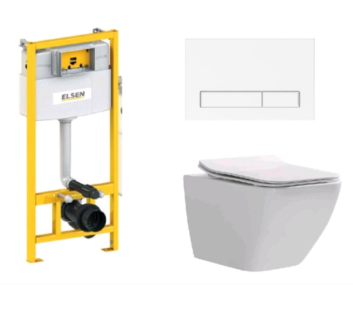 Комплект инсталляция с подвесным унитазом ELSEN E16 360x530x365 мм клавиша белая EIN5001120E16white818BSet