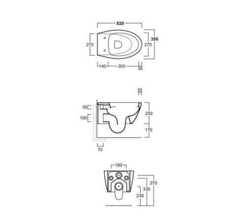 Унитаз подвесной Simas Lft Spazio 52х35 см безободковый белый F85/LFT18 bi rimless