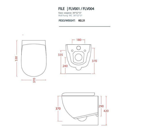 Унитаз подвесной безободковый Artceram FILE 2.0 36х52 см черный матовый FLV004 17 30