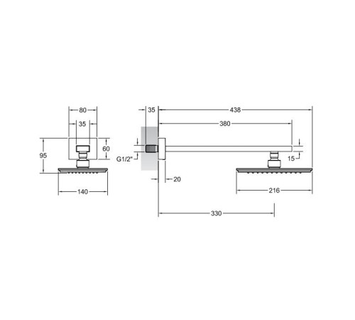 Верхний душ настенный Gessi Eleganza 21.6х14 см Antique Brass 46148#713