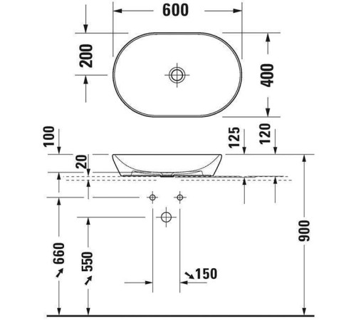 Раковина накладная Duravit D-Neo 60х40 см без отверстия белый 2372600070