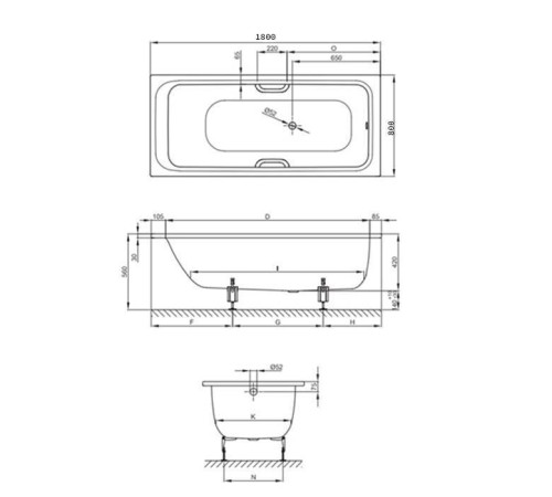 Ванна встраиваемая Bette Select 180х80х42 см BetteGlasur Plus белая 3413-000 PLUS