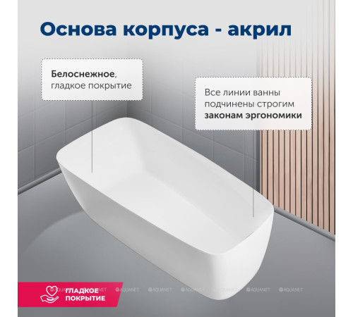 Ванна акриловая Aquanet Family Trend 1700x780 мм со сливом-переливом белый матовый 90778-MW