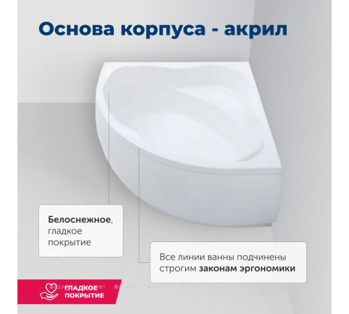 Ванна акриловая Aquanet Palau 140x140 см к/с54 00205535