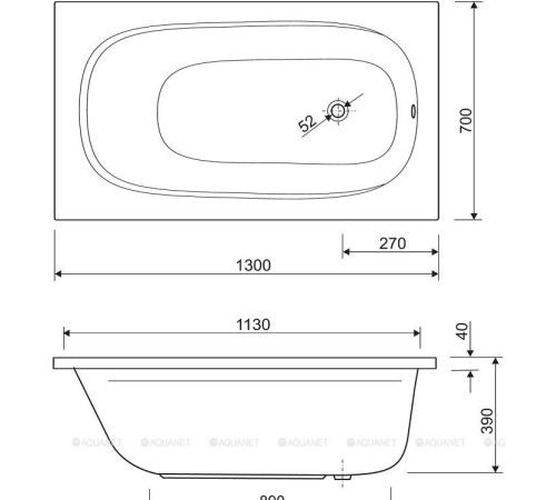 Ванна акриловая Cezares ECO 130x70x40 см ECO-130-70-40-W37