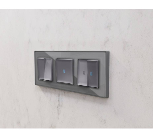 Рамка на 3 поста Ambrella Volt Platos Стекло органическое AF330503