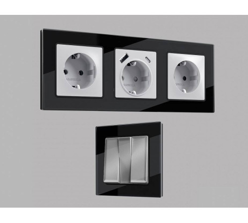 Рамка на 4 поста Ambrella Volt Platos Стекло натуральное AF380804