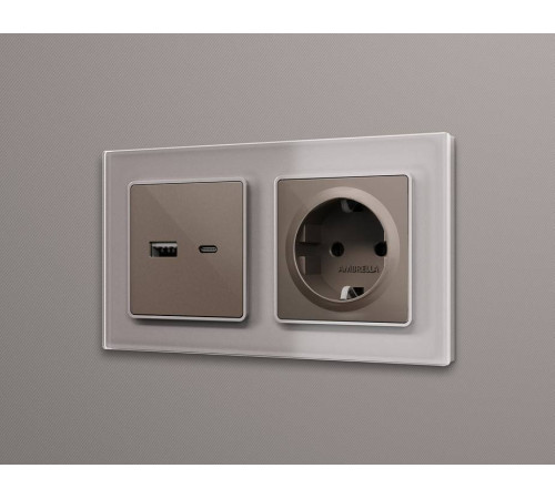 Накладка для розетки с заземлением и со шторками Ambrella Volt Quant AP6370