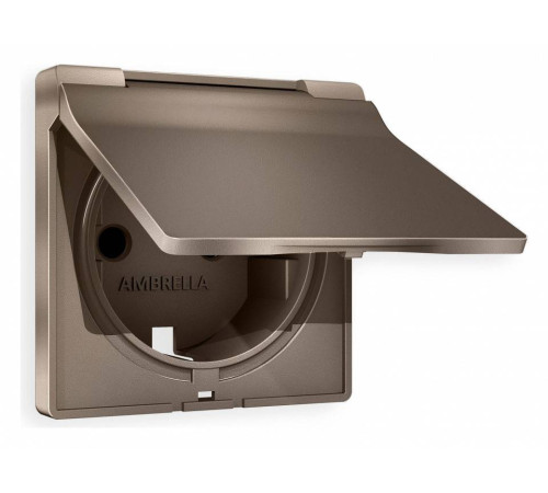 Накладка для розетки влагозащищенной с заземлением и со шторками с крышкой Ambrella Volt Quant AP6380
