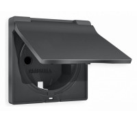 Накладка для розетки влагозащищенной с заземлением и со шторками с крышкой Ambrella Volt Quant AP9080