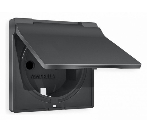 Накладка для розетки влагозащищенной с заземлением и со шторками с крышкой Ambrella Volt Quant AP9080