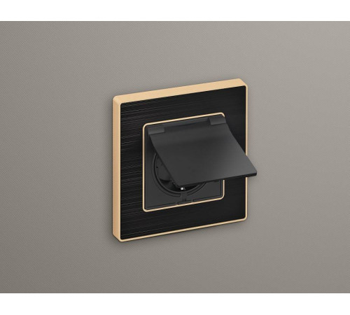 Накладка для розетки влагозащищенной с заземлением и со шторками с крышкой Ambrella Volt Quant AP9080