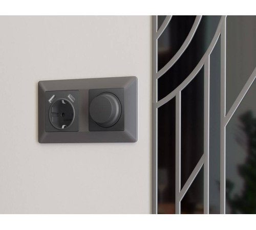 Накладка для розетки с заземлением и со шторками и 2хUSB type A Ambrella Volt Quant AP9090