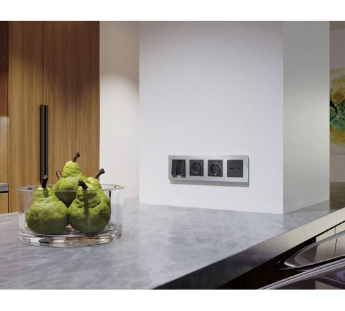 Накладка для розетки с заземлением и со шторками и 2хUSB type A и C Ambrella Volt Quant AP9100