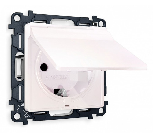 Розетка с заземлением и со шторкой, без рамки с крышкой Ambrella Volt Quant MA208010