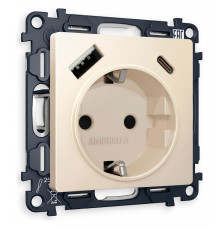 Розетка с заземлением и 2хUSB type A и C, без рамки Ambrella Volt Quant MA330010