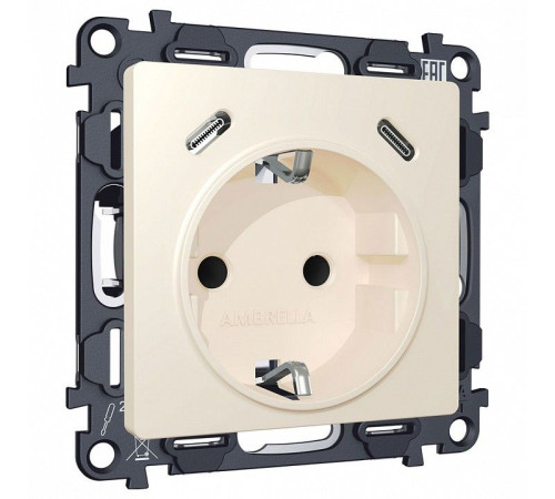 Розетка с заземлением и 2хUSB type C, без рамки Ambrella Volt MA MA330510
