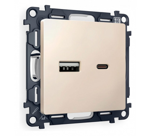 Розетка 2хUSB type A и C без рамки Ambrella Volt Quant MA331010