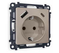 Розетка с заземлением и 2хUSB type A и C, без рамки Ambrella Volt Quant MA370010