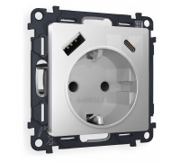 Розетка с заземлением и 2хUSB type A и C, без рамки Ambrella Volt Quant MA410010