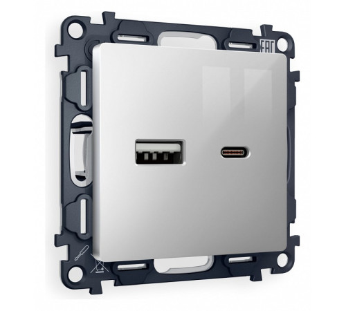 Розетка 2хUSB type A и C без рамки Ambrella Volt Quant MA411010