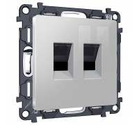 Розетка двойная Ethernet RJ-45 и со шторками, без рамки Ambrella Volt ALFA MA412110